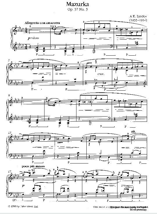 mazurka op. 57, no. 3 klavier solo anatoly lyadov