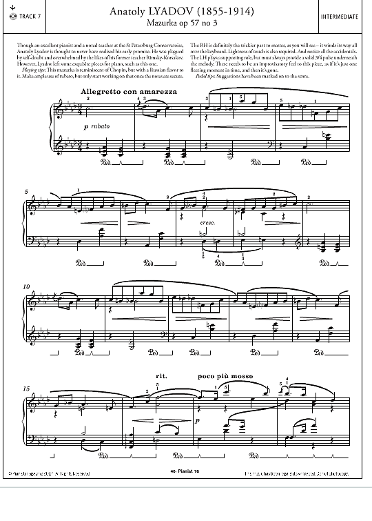 mazurka op.57, no.3 klavier solo anatoly lyadov