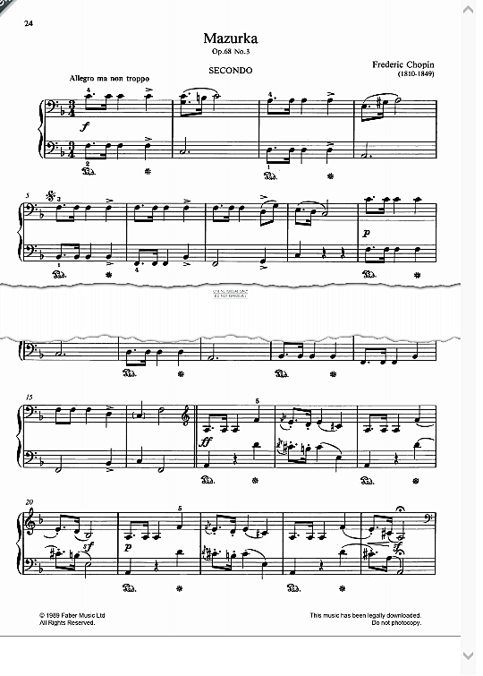 mazurka op.68, no.3 klavier vierhndig frederic chopin