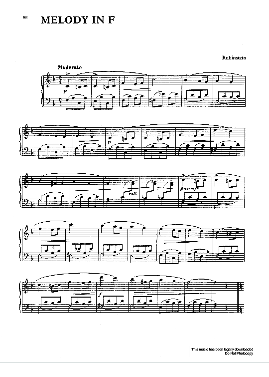 melody in f klavier solo antoine rubinstein