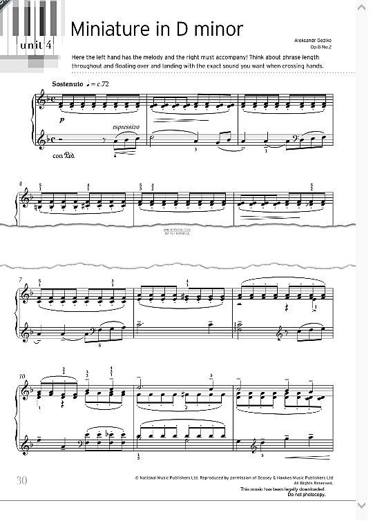miniature in d minor op. 8 no. 2 klavier solo aleksandr fyodorovich gedike
