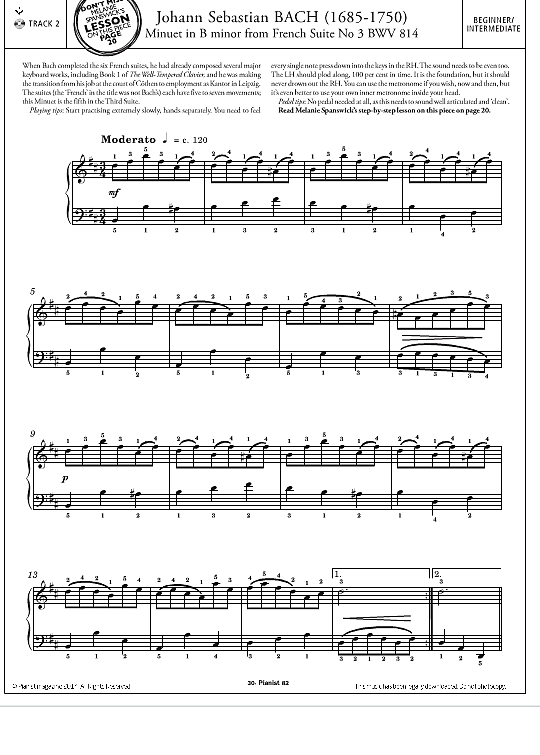 minuet in b minor from french suite no.3 bwv 814 klavier solo johann sebastian bach