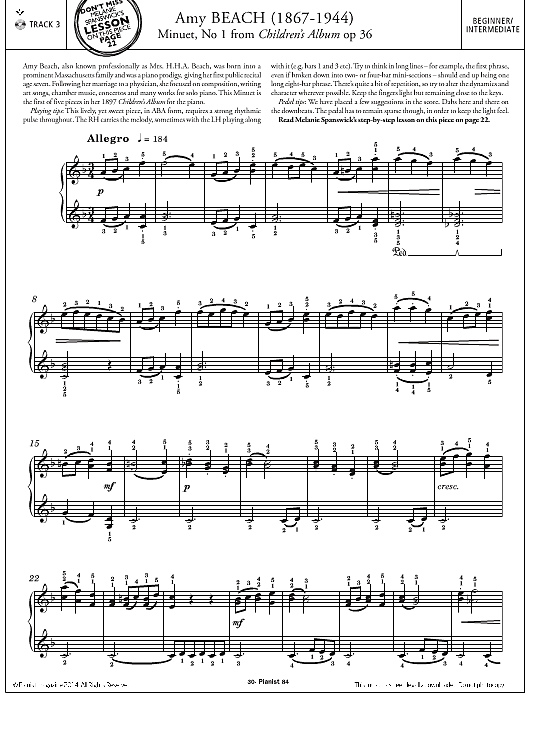 minuet, no.1 from children s album op.36  klavier solo amy beach