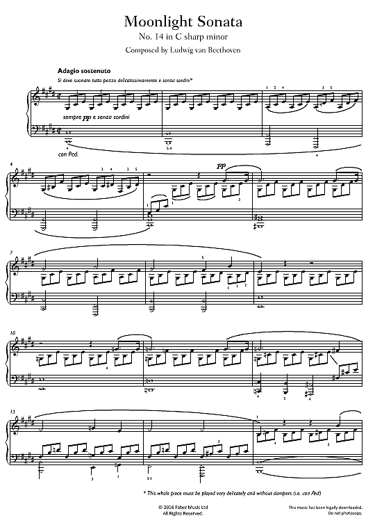 moonlight sonata no. 14 in c sharp minor klavier solo ludwig van beethoven