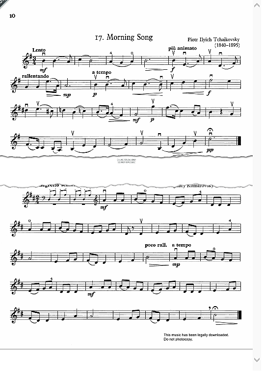morning song klavier & melodieinstr. pyotr ilyich tchaikovsky