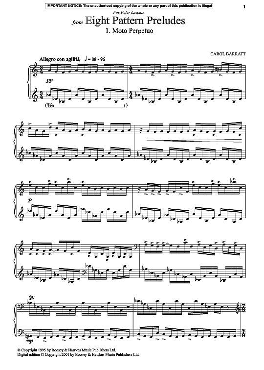 moto perpetuo from eight pattern preludes klavier solo carol barratt