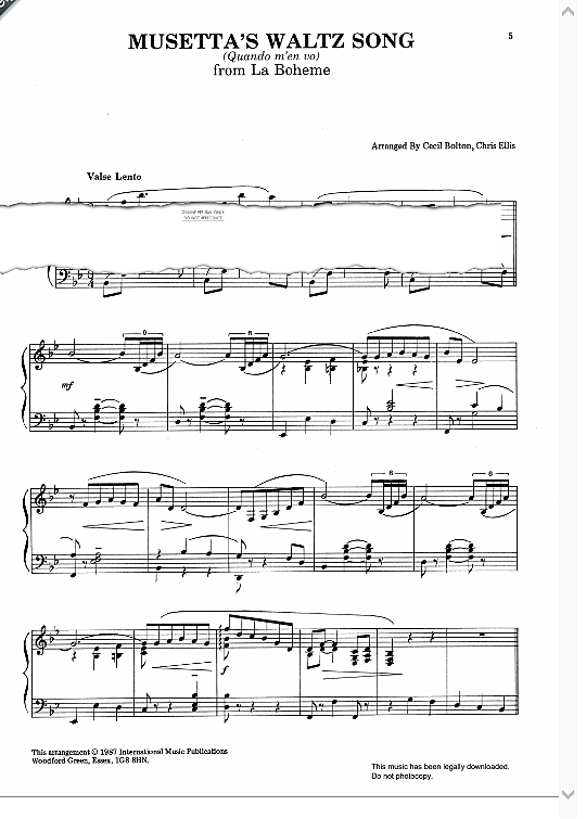 musetta s waltz song from la boheme  klavier solo giacomo puccini