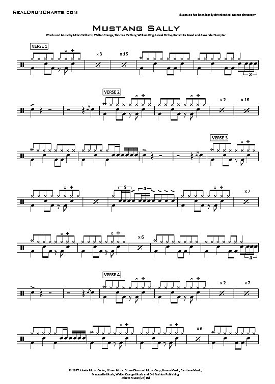 mustang sally schlagzeug chart the commitments