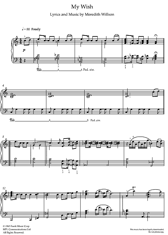 my wish klavier solo meredith willson