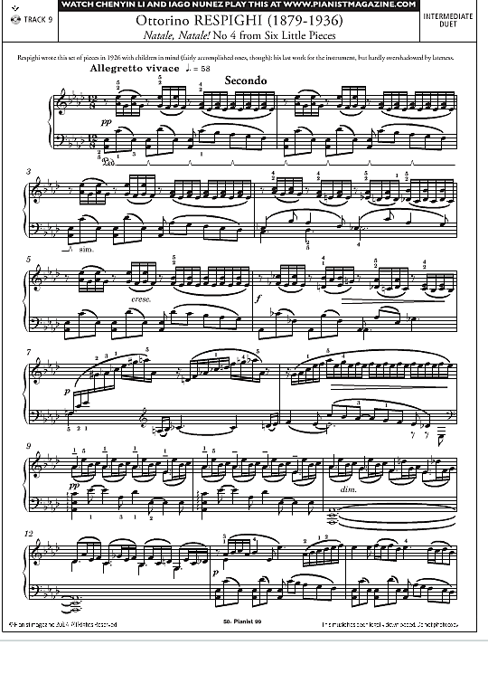natale, natale! no.4 from 'six little pieces' klavier vierhndig ottorino respighi