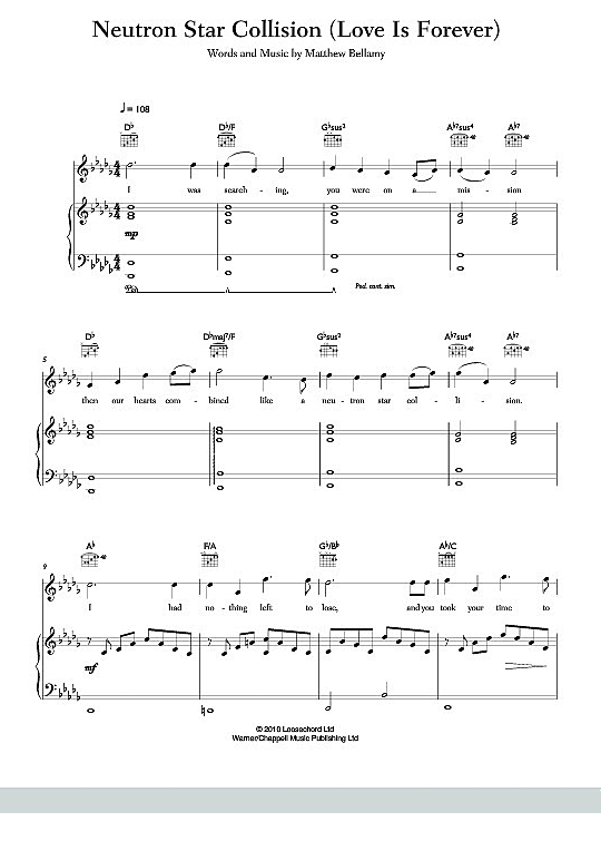 neutron star collision love is forever klavier gesang & gitarre muse