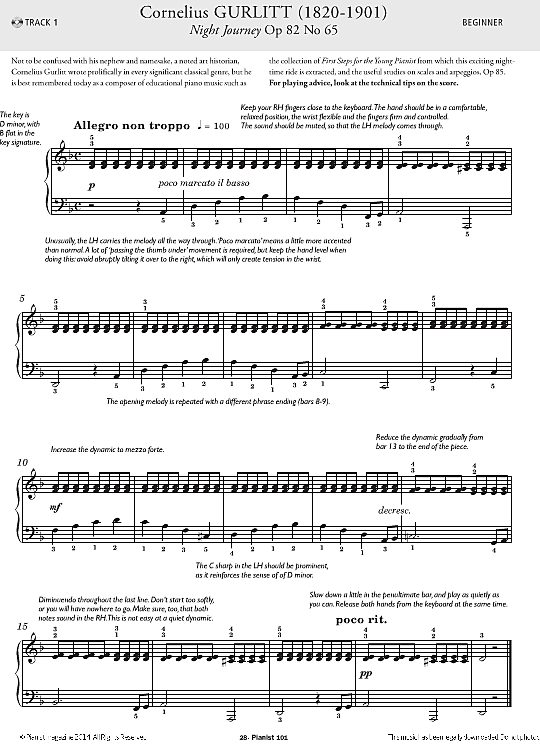 night journey op.82, no.65 klavier solo cornelius gurlitt