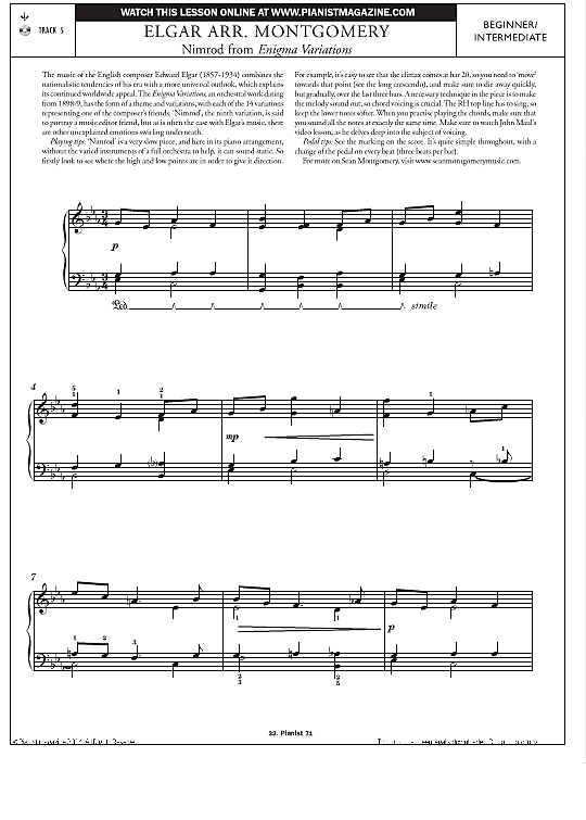 nimrod from enigma variations  klavier solo sean montgomery