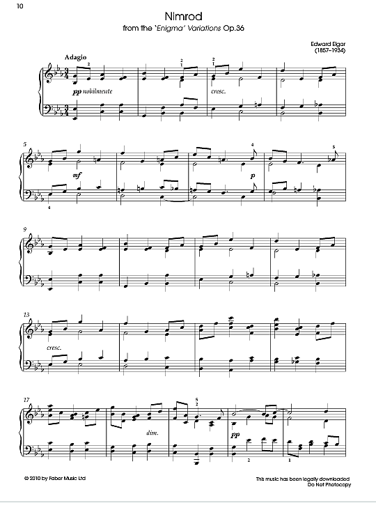 nimrod from enigma variations op.36  klavier einfach edward elgar