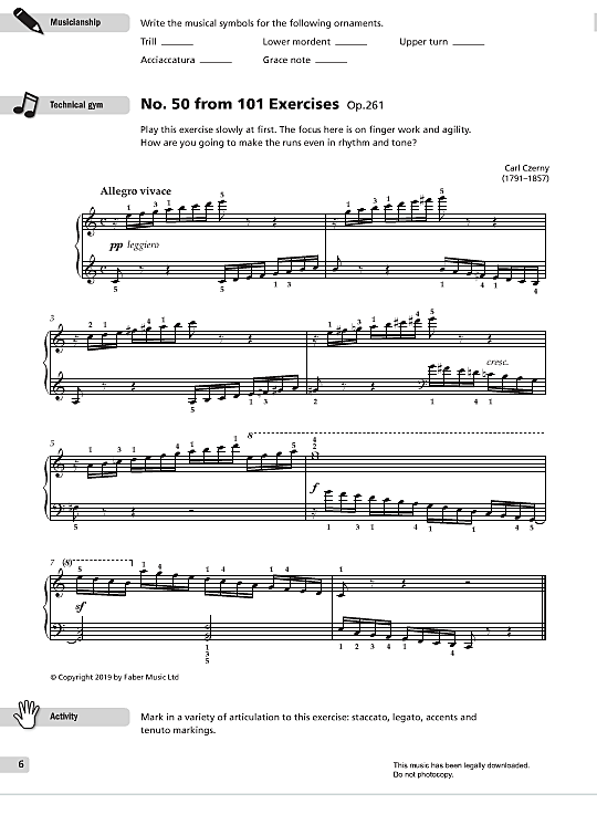 no. 50 from 101 exercises op.261 klavier solo carl czerny