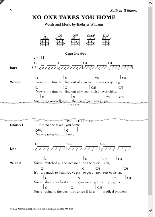 no one takes you home songbook mit akkorden kathryn williams