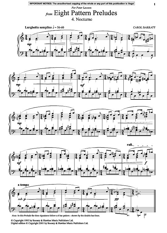 nocturne from eight pattern preludes klavier solo carol barratt