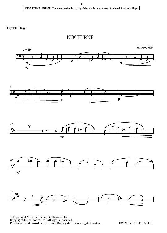 nocturne klavier & melodieinstr. ned rorem