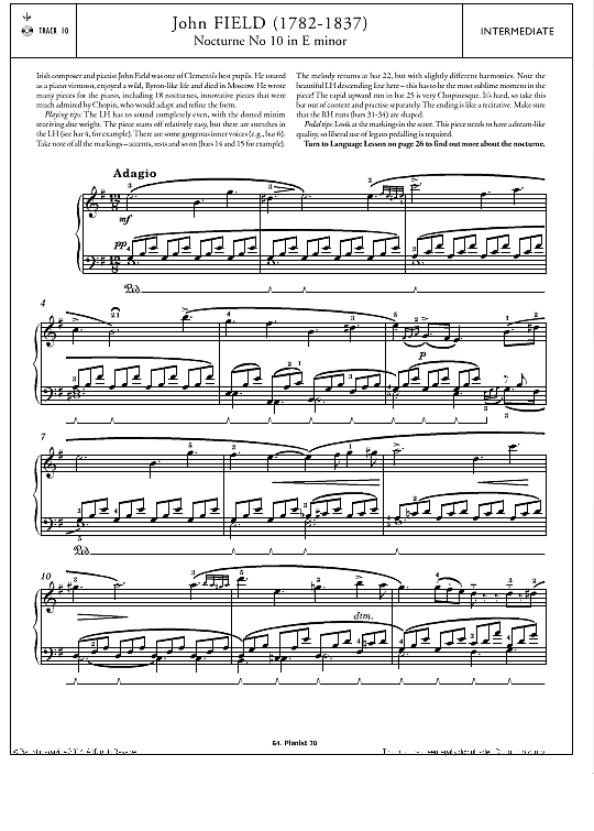 nocturne, no.10 in e minor klavier solo john field