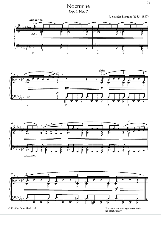 nocturne op.1, no.7 klavier solo alexander borodin