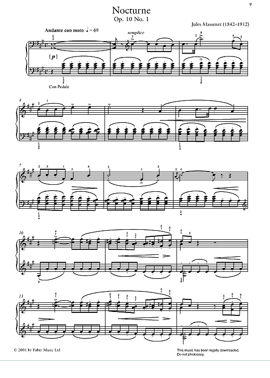 nocturne op.10, no.1 klavier solo jules massenet