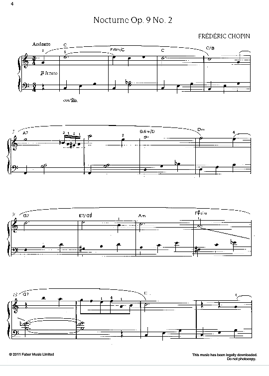 nocturne op. 9 no. 2 klavier solo frederic chopin