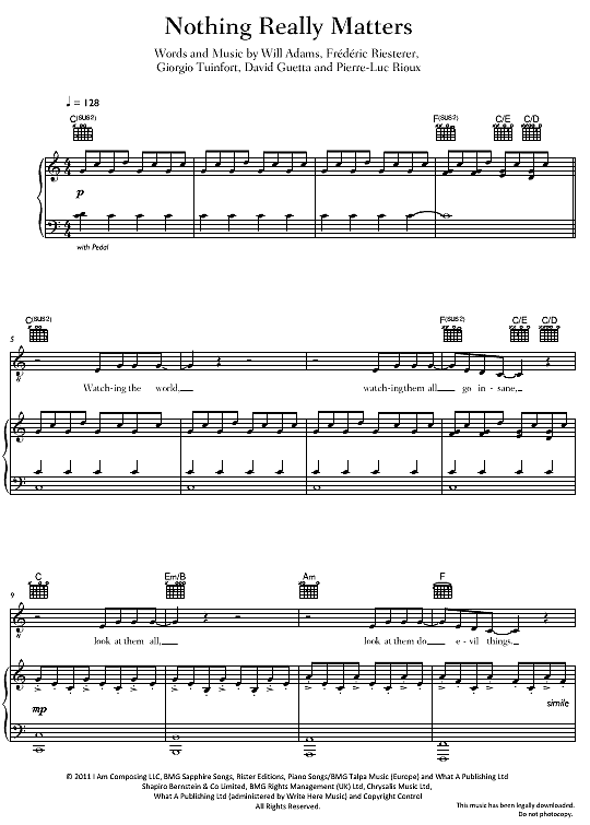 nothing really matters klavier gesang & gitarre david guetta