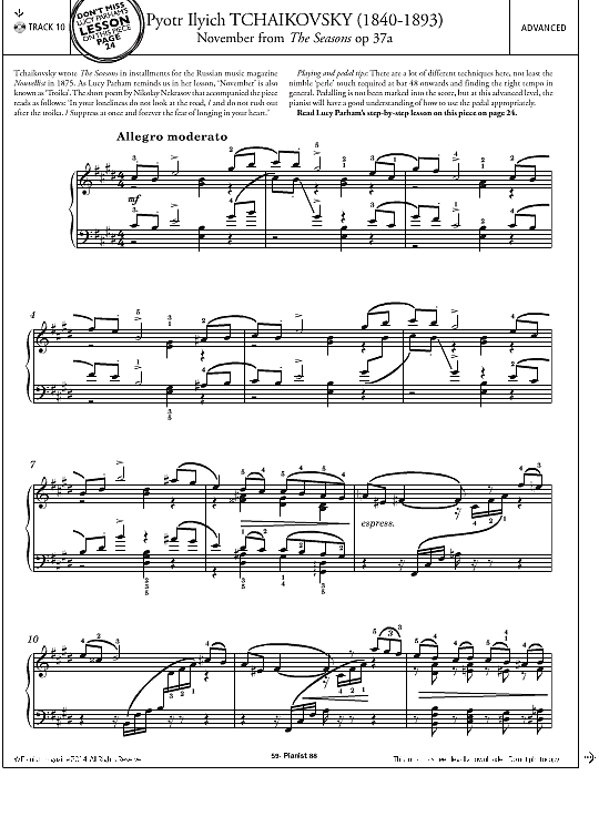 november from the seasons op.37a  klavier solo pyotr ilyich tchaikovsky