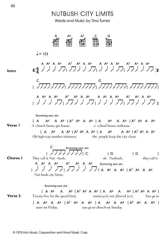 nutbush city limits ukulele chord songbook tina turner
