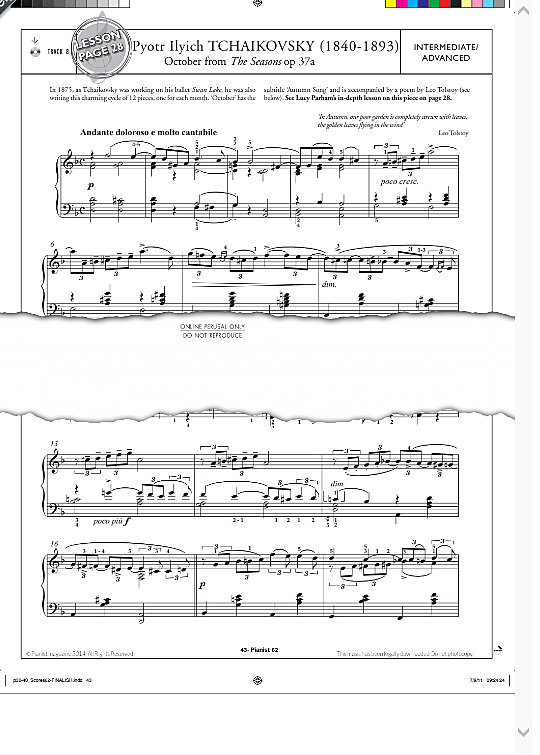 october from the seasons op.37a klavier solo pyotr ilyich tchaikovsky