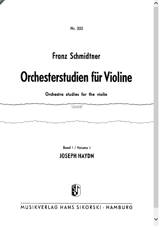 orchestral studies for violin solo 1 st. franz schmidtner