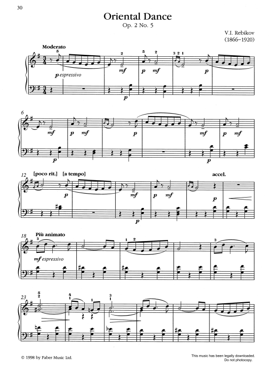 oriental dance op. 2, no. 5 klavier solo vladimir rebikov
