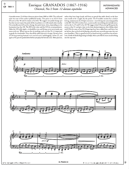 oriental, no.2 from 12 danzas espanolas klavier solo enrique granados