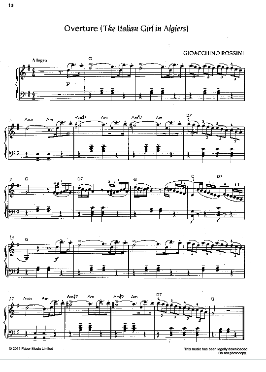 overture from the italian girl in algiers klavier solo gioacchino rossini