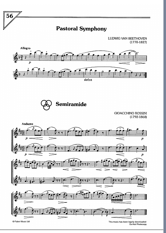 pastoral symphony/semiramide solo 1 st. ludwig van beethoven