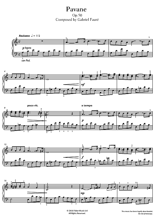 pavane op.50 klavier solo gabriel faure