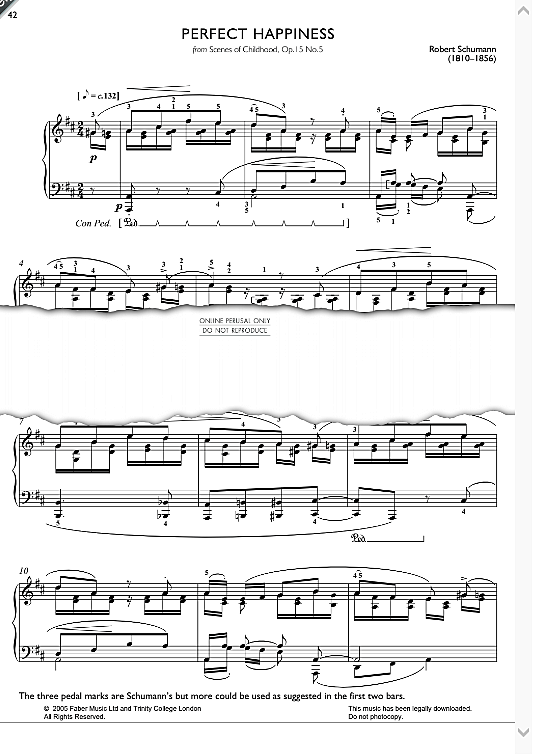 perfect happiness from scenes of childhood, op.15 no.5 klavier solo robert schumann
