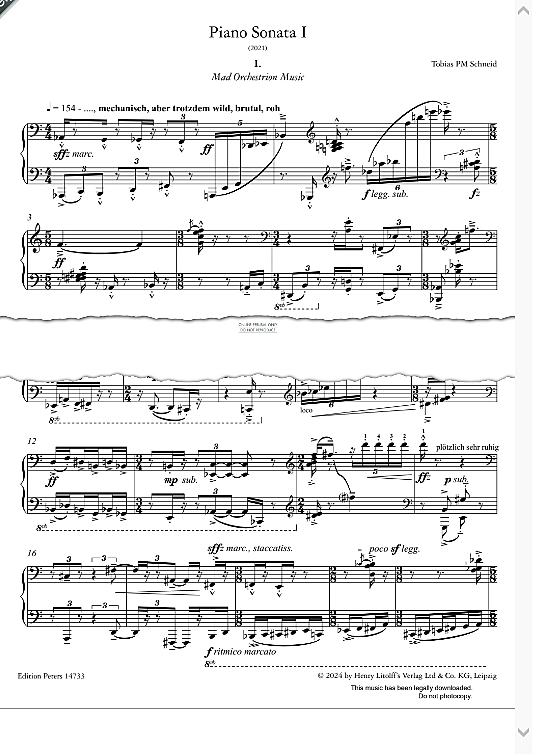 piano sonata no. 1 klavier solo tobias pm schneid