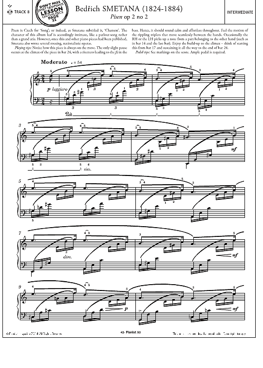 pisen op.2 no.2 klavier solo bedrich smetana