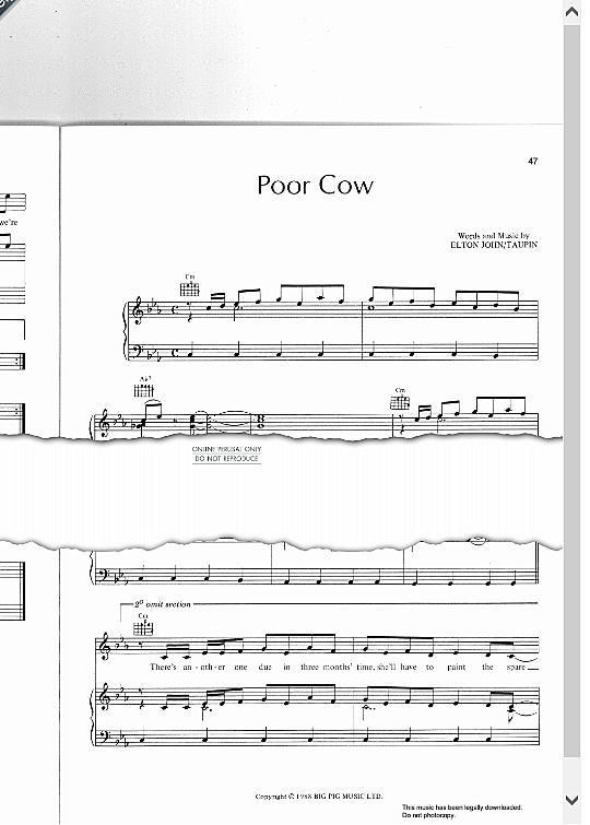 poor cow klavier gesang & gitarre elton john