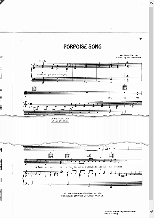 porpoise song klavier gesang & gitarre the monkees
