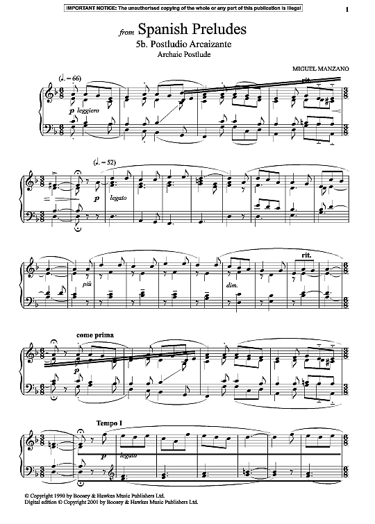 postludio arcaizante archaic postlude from spanish preludes klavier solo miguel manzano