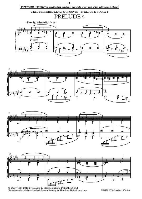 prelude & fugue 4 klavier solo michelle gorrell