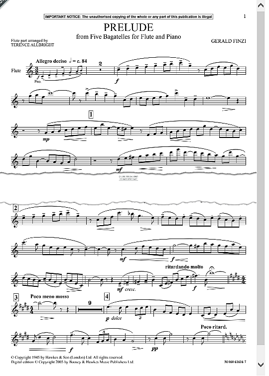 prelude from five bagatelles  klavier & melodieinstr. gerald finzi