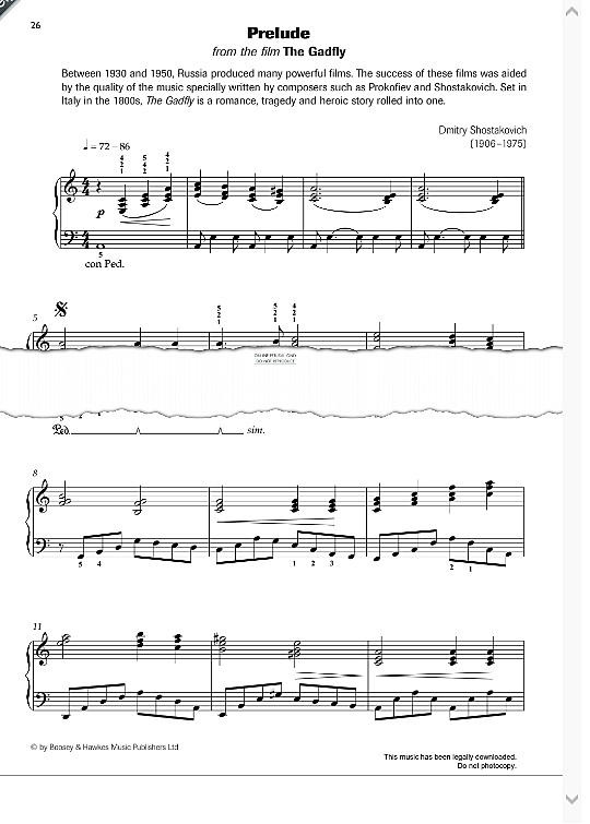 prelude from the gadfly  klavier solo dmitri shostakovich