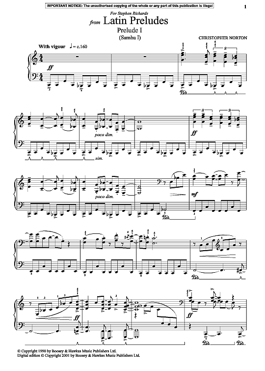 prelude i samba i from latin preludes klavier solo christopher norton