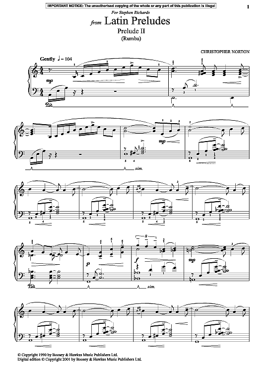 prelude ii rumba from latin preludes klavier solo christopher norton