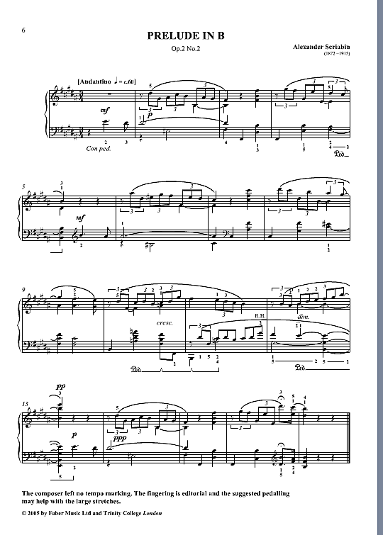 prelude in b op.2 no.2 klavier solo alexander scriabin