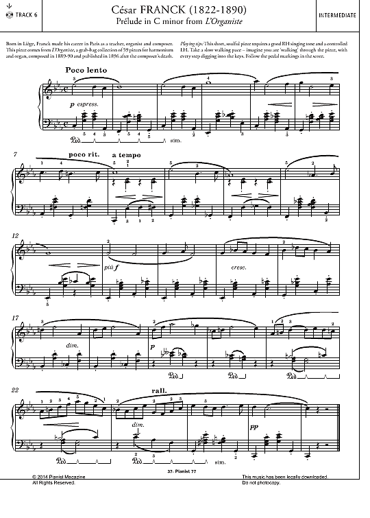 prelude in c minor from l organiste klavier solo cesar franck