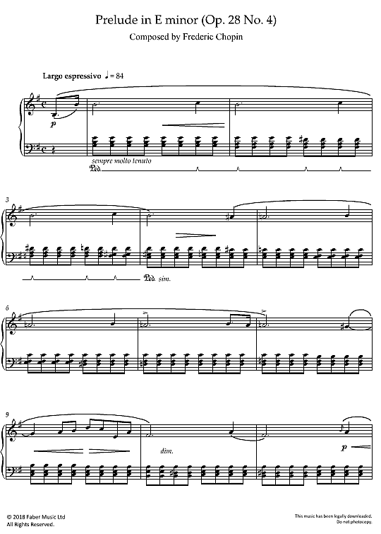 prelude in e minor op. 28, no.4 klavier solo frederic chopin